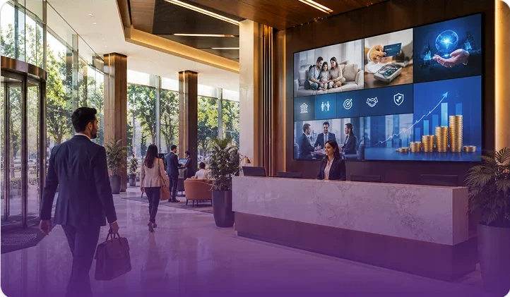 financial services digital screens UK