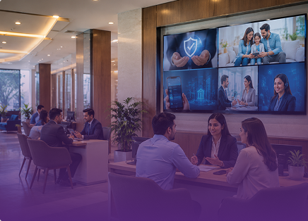 queue management digital screens for banks